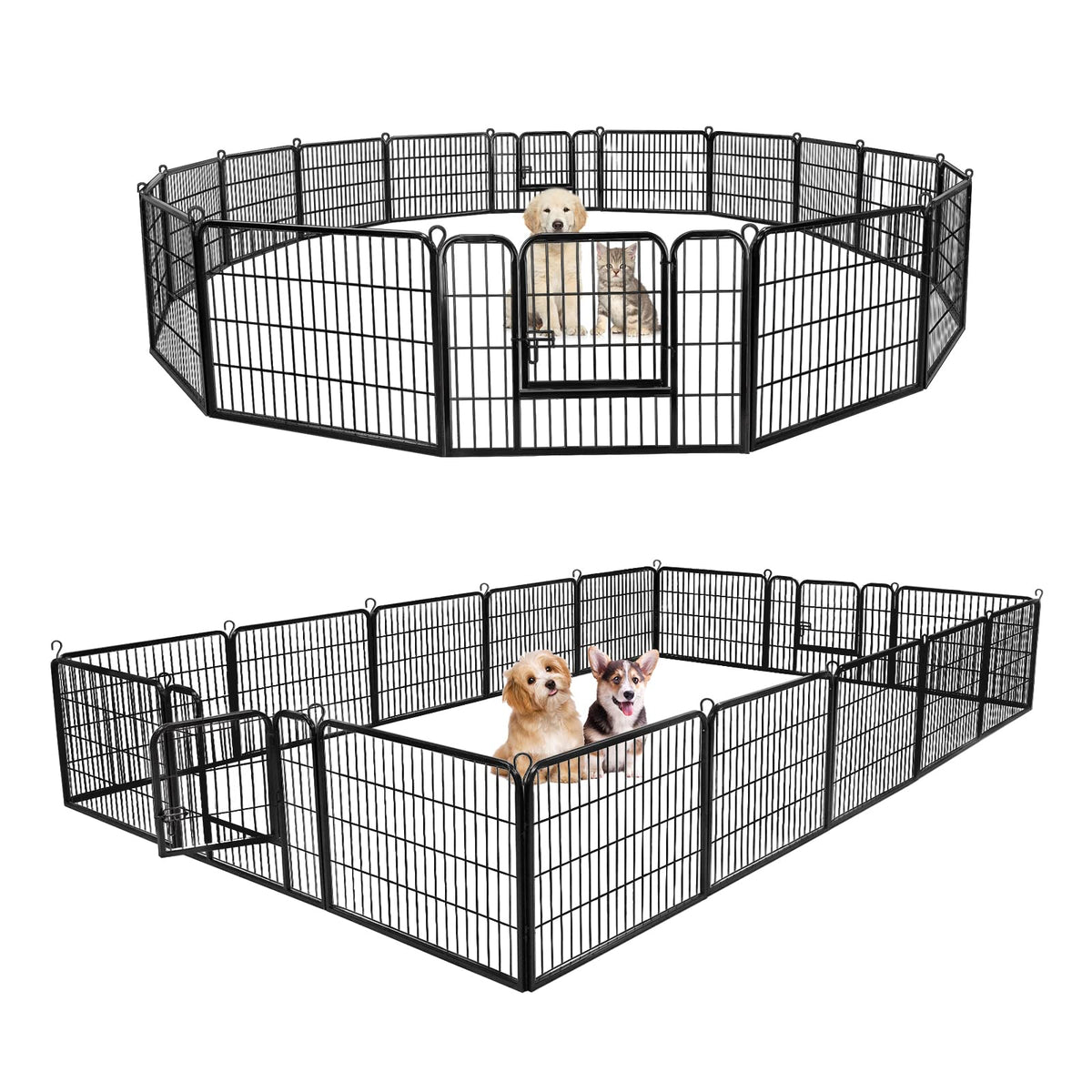 24 Inch 16 Panels Metal Dog Playpen U9624