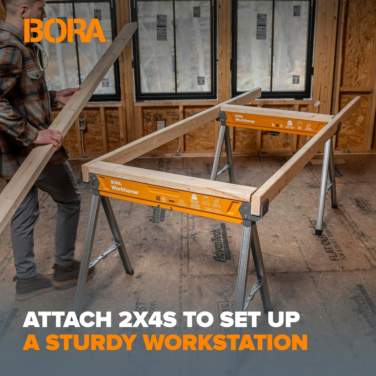 2 Pack Folding Heavy Duty Metal Sawhorse Y17528