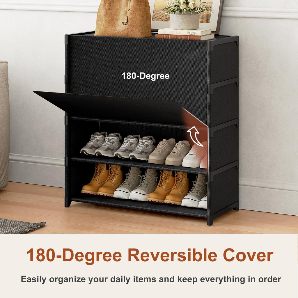 Black 5 Tier Shoe Cabinet with Door M404397