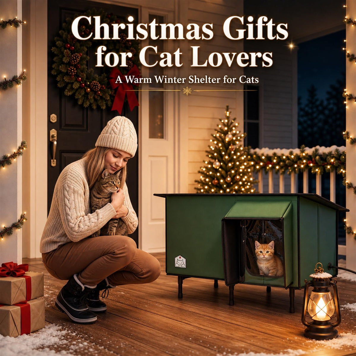 Weatherproof Insulated Heated Cat House with Heating Pad E316
