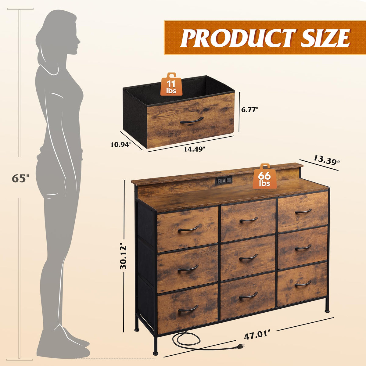 Rustic Brown 2-Pack Dresser TV Stand Q128
