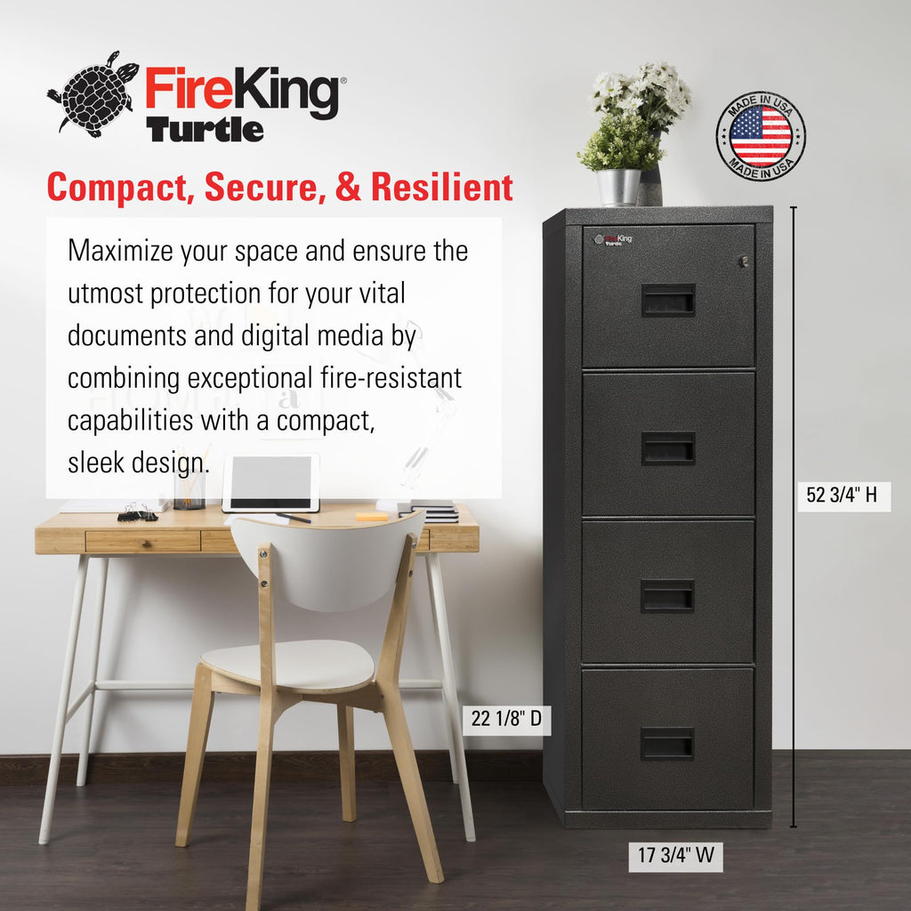 Black 4 Drawer Fire Rated File Cabinet Z995