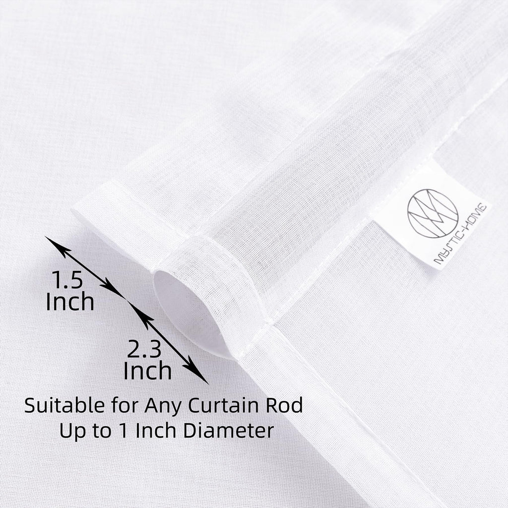 White 95 Inches Long Rod Pocket Sheer Curtains Set of 2 F4138