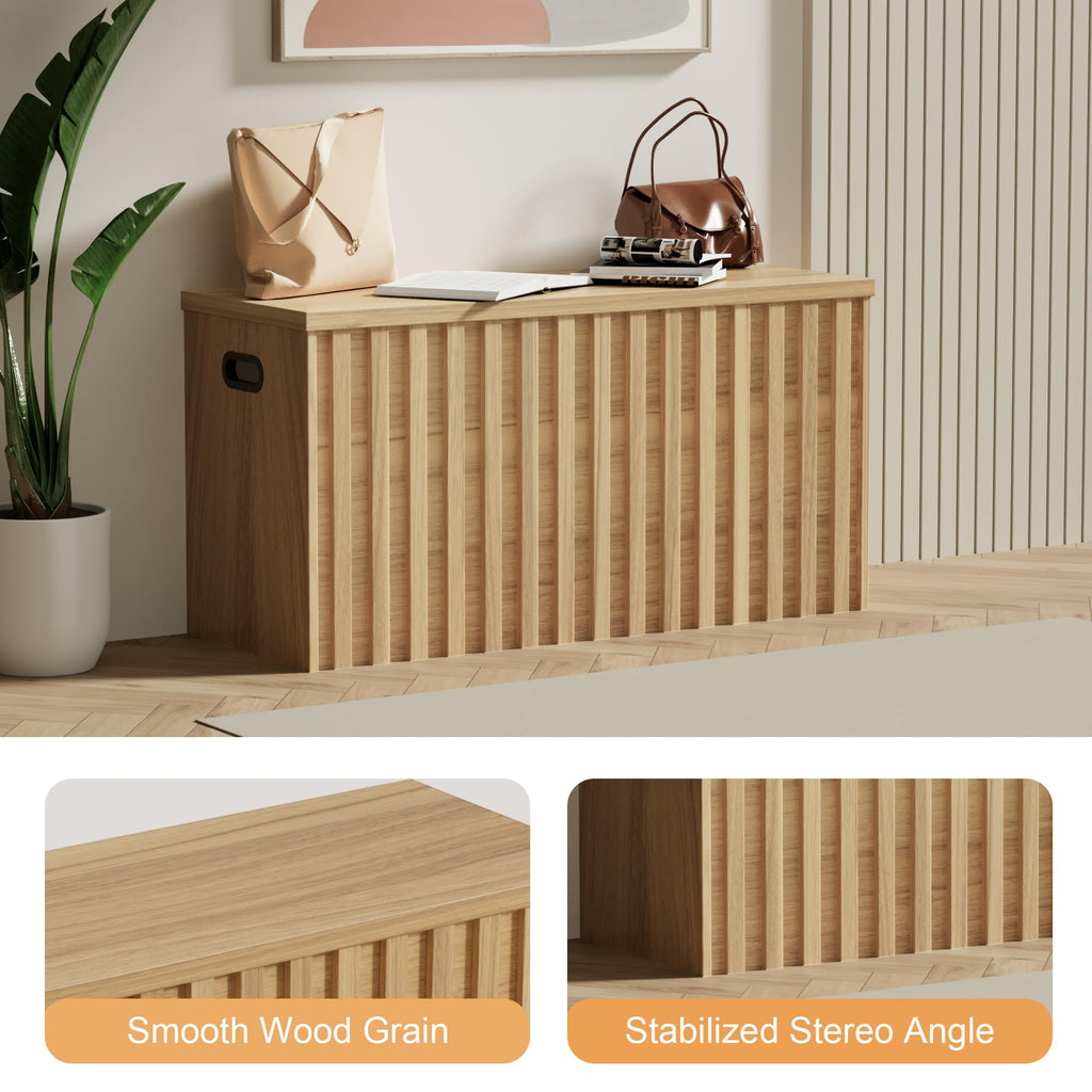 Wood Storage Bench with 2 Safety Hinges X9547