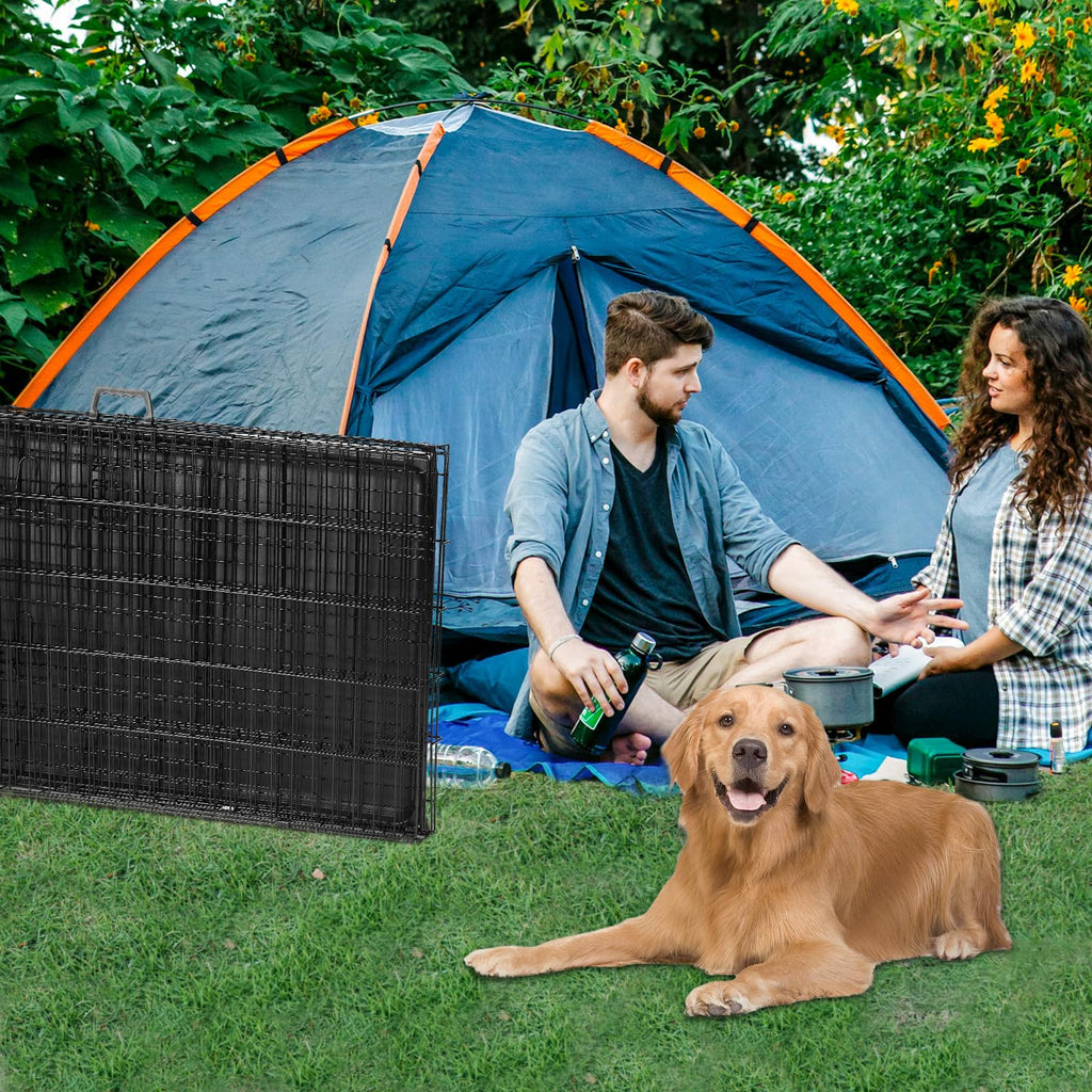 48 Inch Extra Large Folding Dog Crate with Divider Panel B93628
