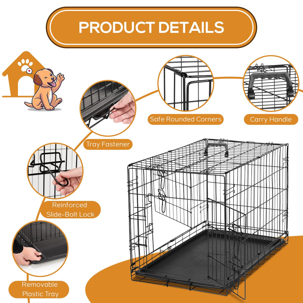 48 Inch Extra Large Folding Dog Crate with Divider Panel B93628
