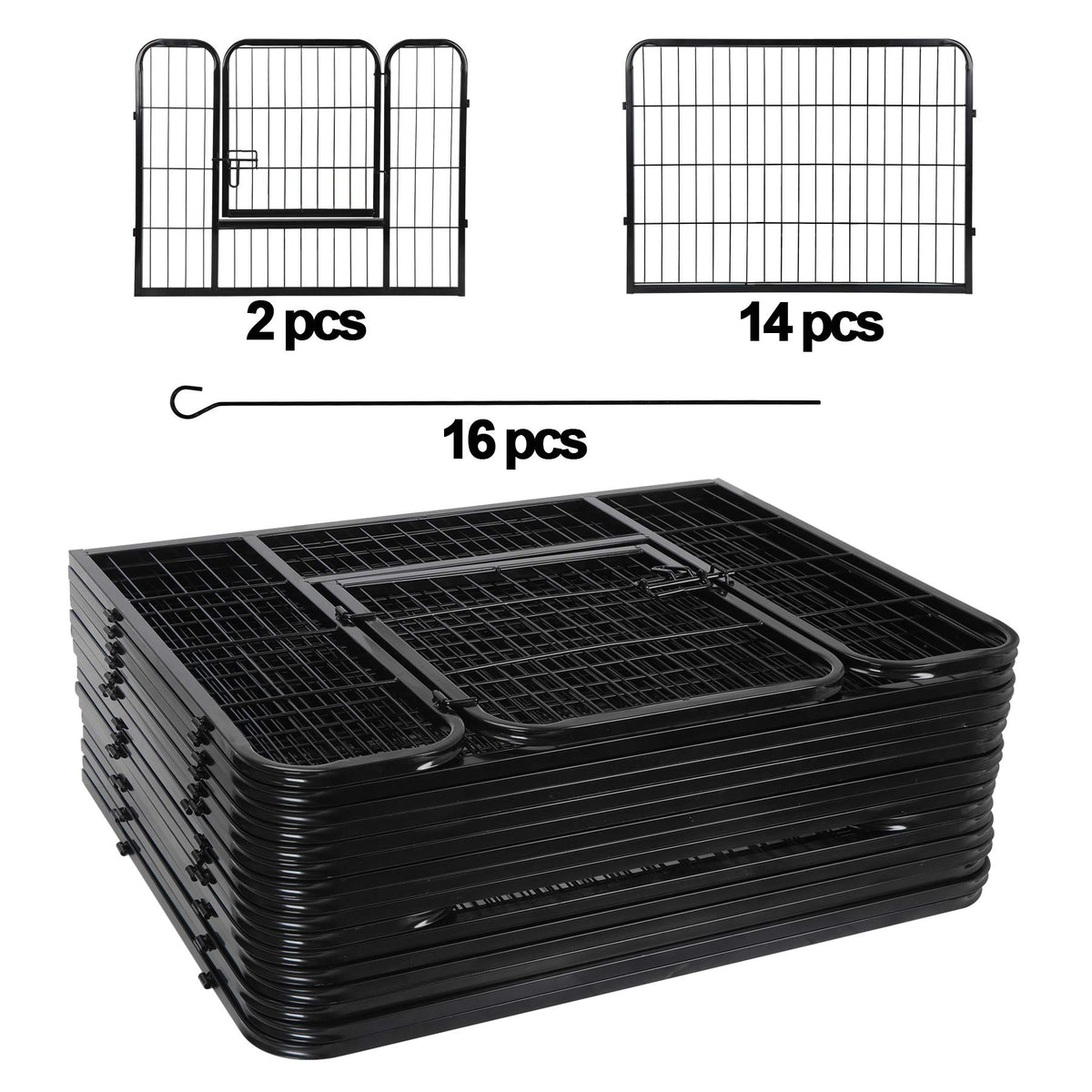 24 Inch 16 Panels Metal Dog Playpen U9624
