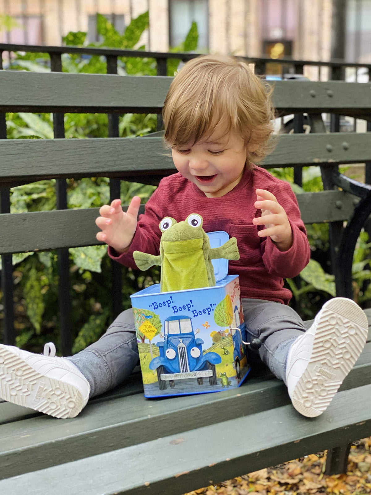 Blue Truck Jack-in-The-Box Plush Toy with Music B9678