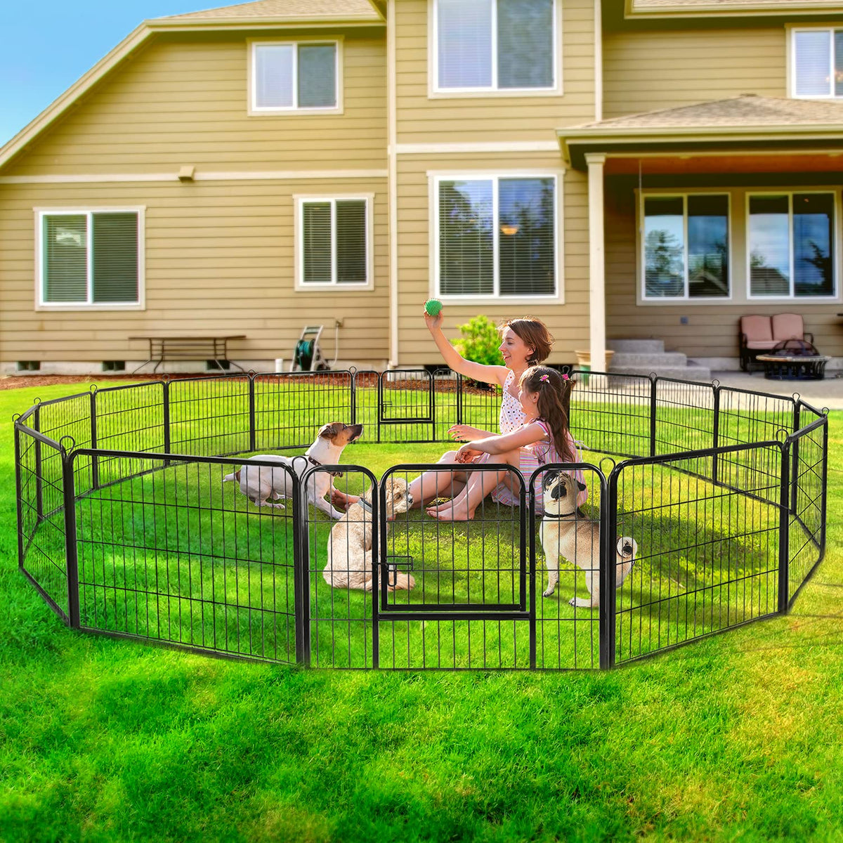 24 Inch 16 Panels Metal Dog Playpen U9624