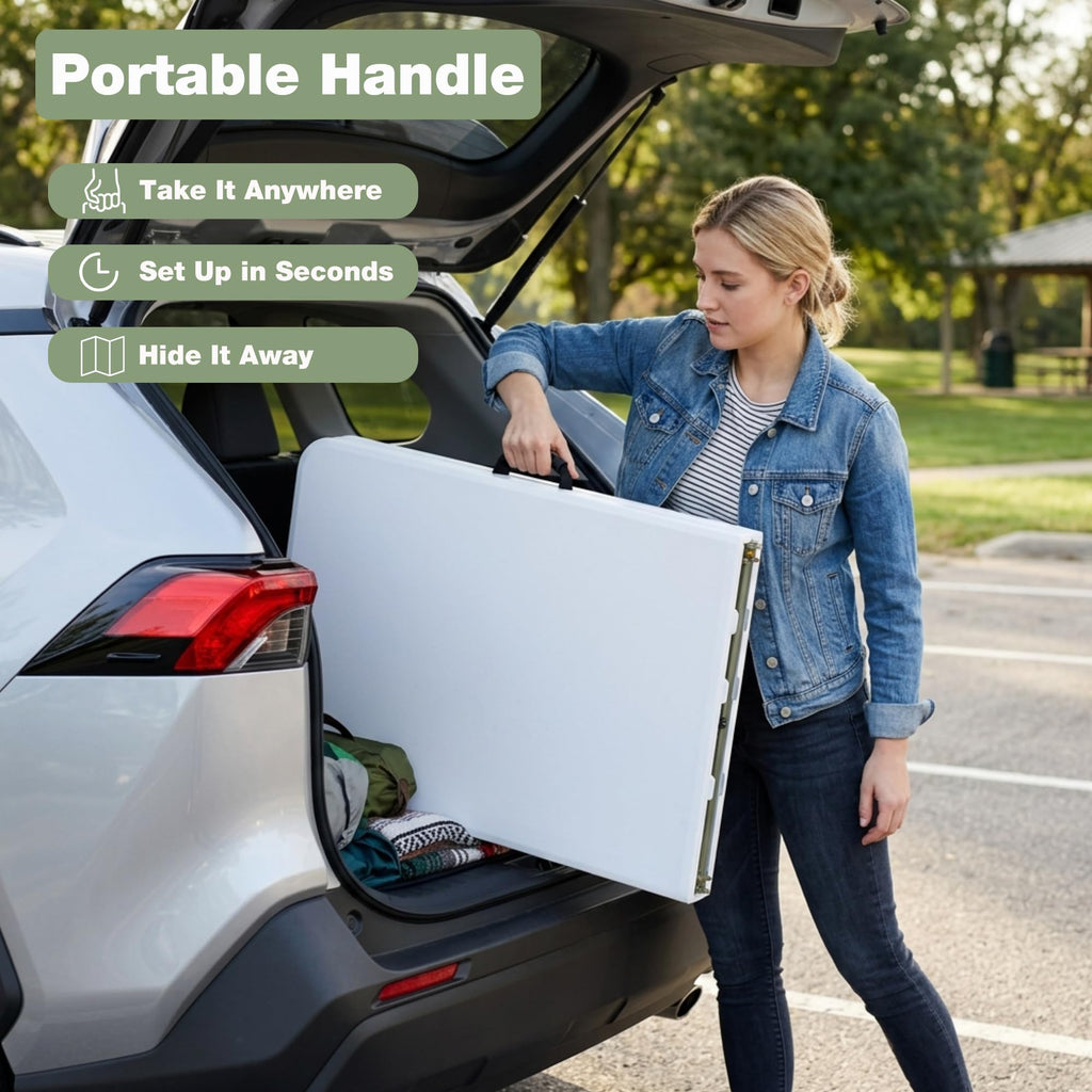 Folding Table 6ft Heavy-Duty 500lbs HDPE Steel White W46235