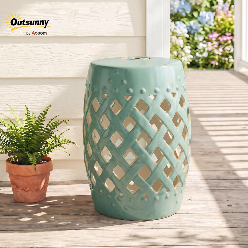 Ceramic Garden Stool Outdoor Stool Green D398920