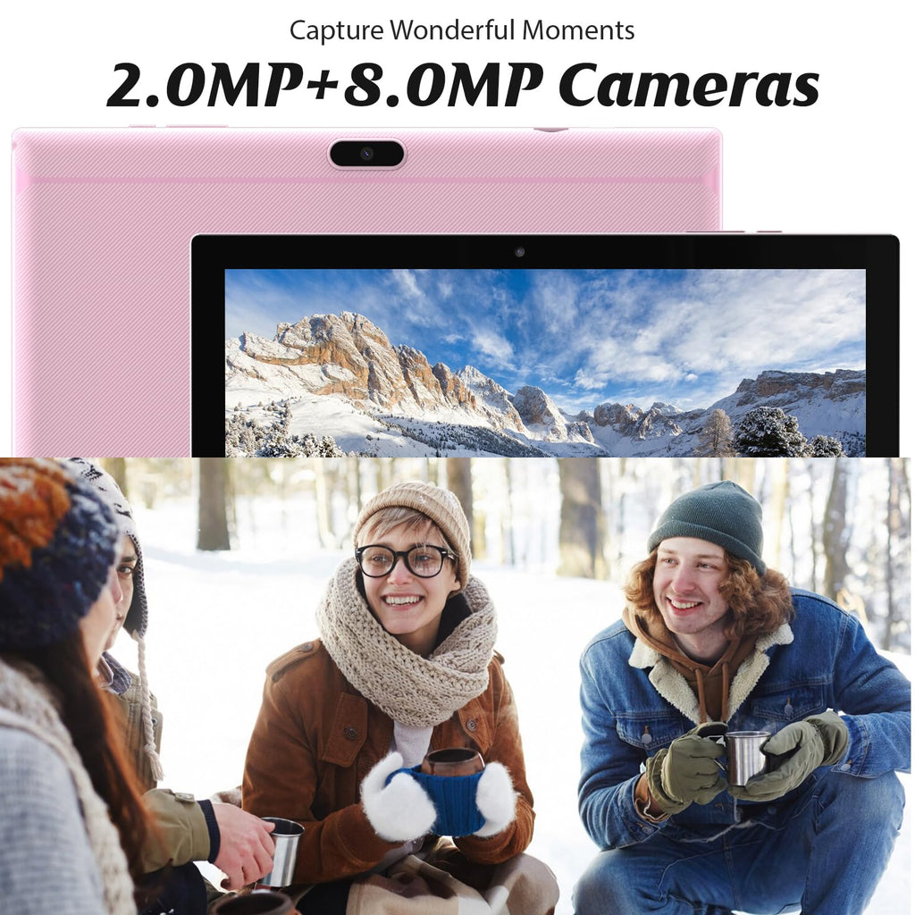 10 Inch Android Tablet with Keyboard Mouse Case Stylus Pink P468474