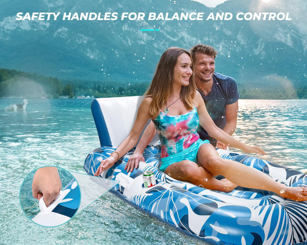 Inflatable Pool Lounger with Cupholder Backrest F534