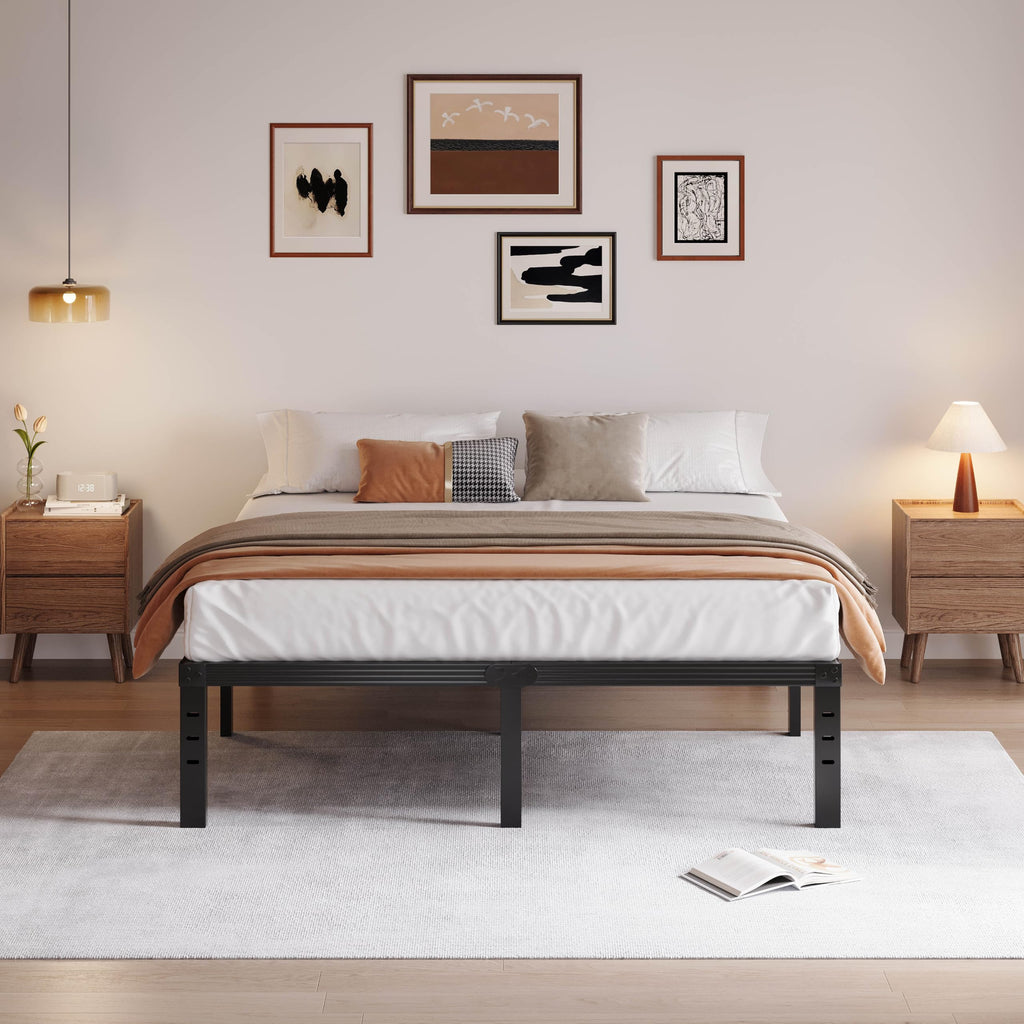 Black 18" Metal Queen Bed Frame O98132