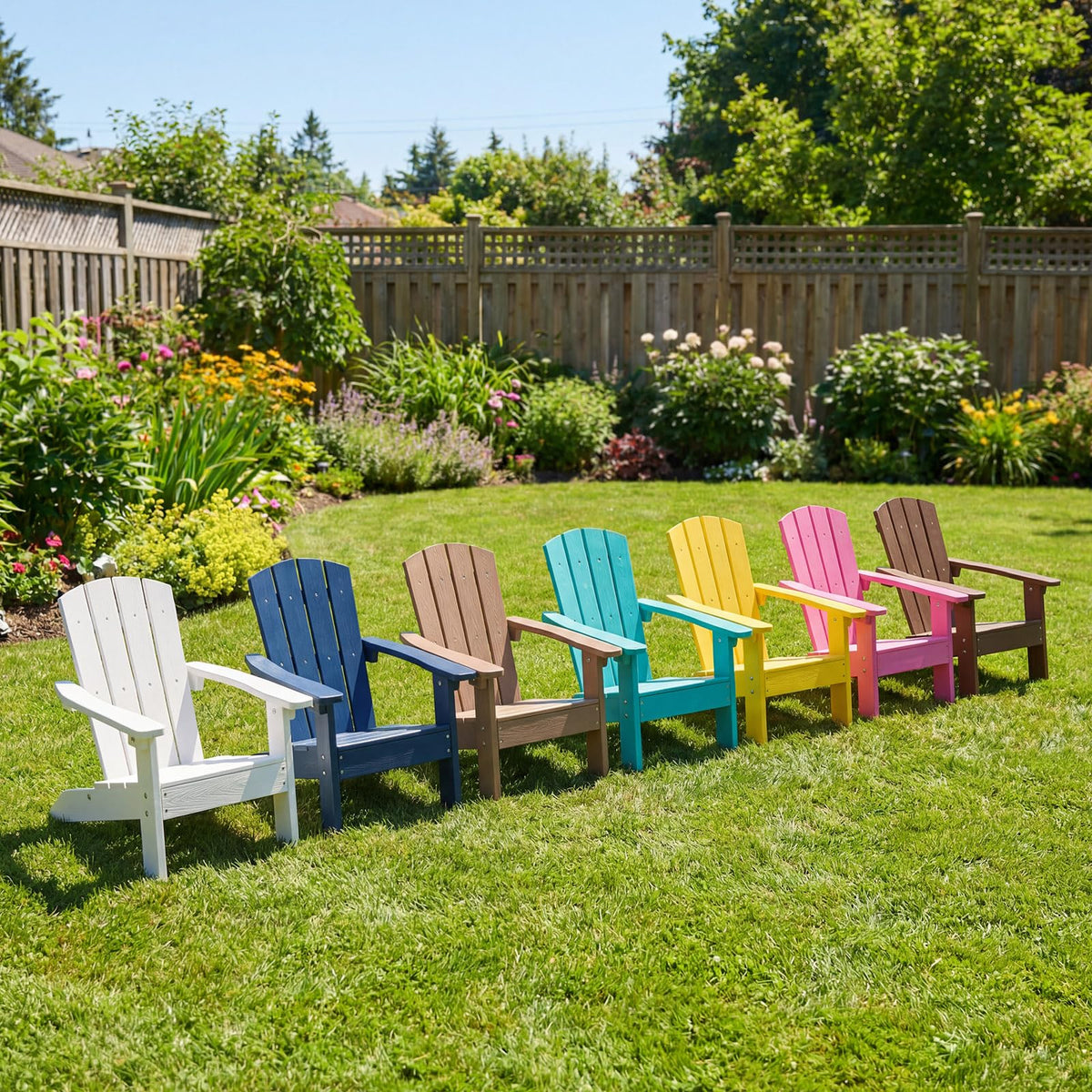 Kids Adirondack Chair, Plastic Toddler Lawn Chair, All-Weather Outdoor Chairs, Turquoise O6487