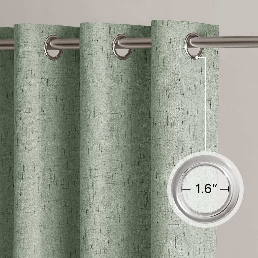 100% Blackout Linen Sliding Door Curtains, Sage Green, 1 Panel B5945