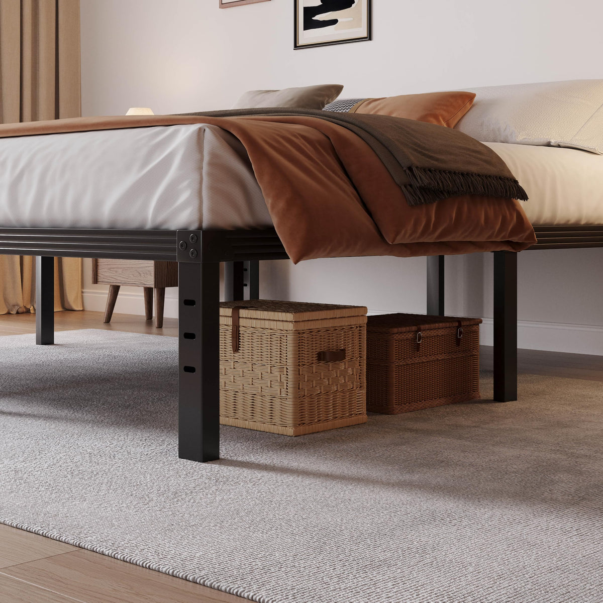 Black 18" Metal Queen Bed Frame O98132