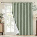 100% Blackout Linen Sliding Door Curtains, Sage Green, 1 Panel B5945