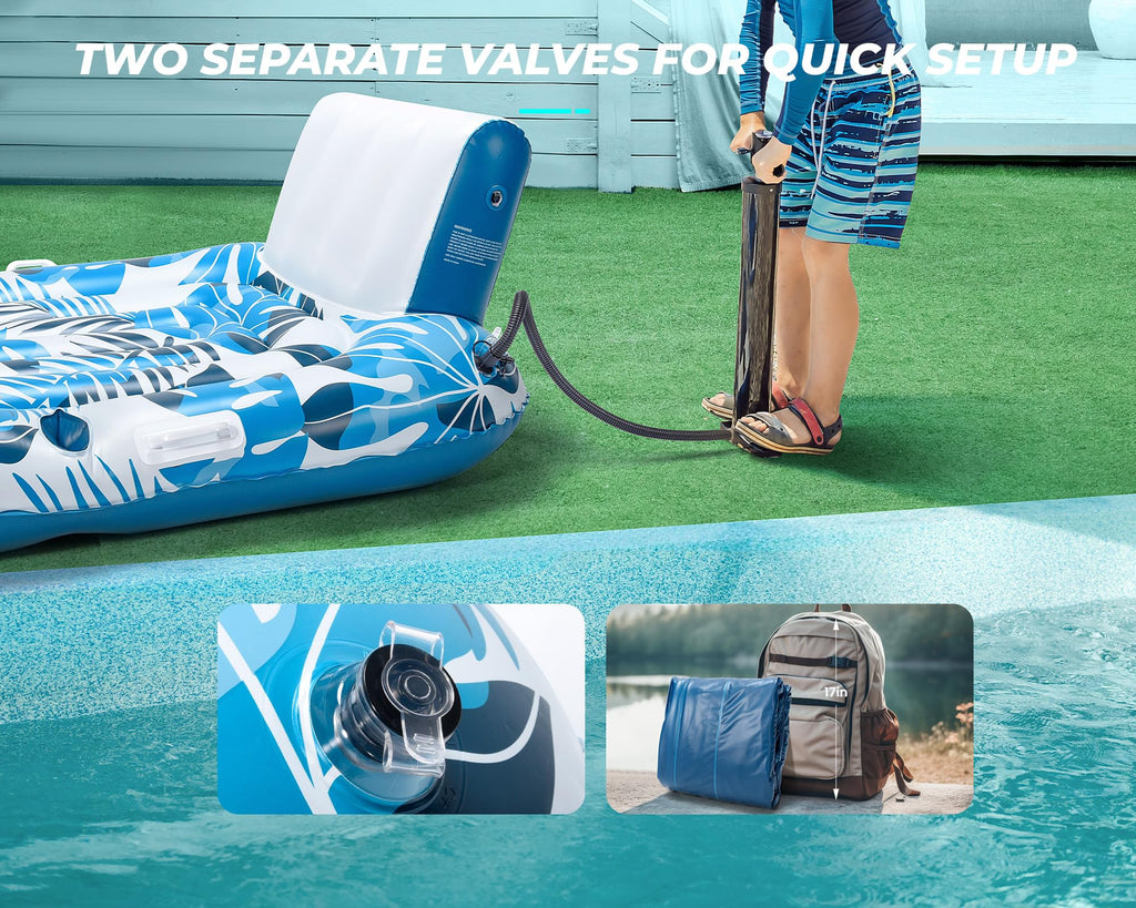 Inflatable Pool Lounger with Cupholder Backrest F534