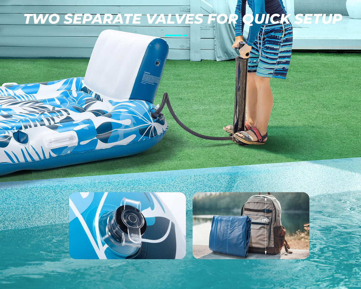 Inflatable Pool Lounger with Cupholder Backrest F534