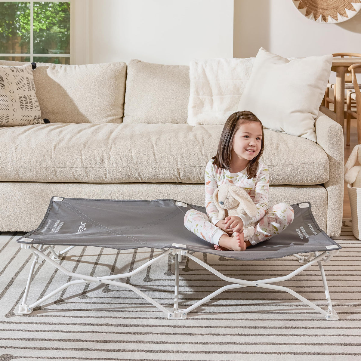Portable Toddler Cot, Foldable Lightweight Travel Bed, Gray T2106